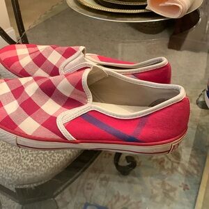 Burberry red and white espadrilles